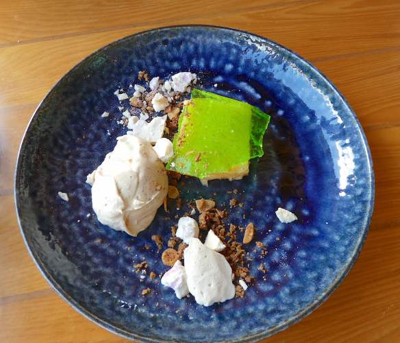 21.lemon &amp; lime curd, tamarind chantilly, five spice coconut crumble, smashed raspberry meringue