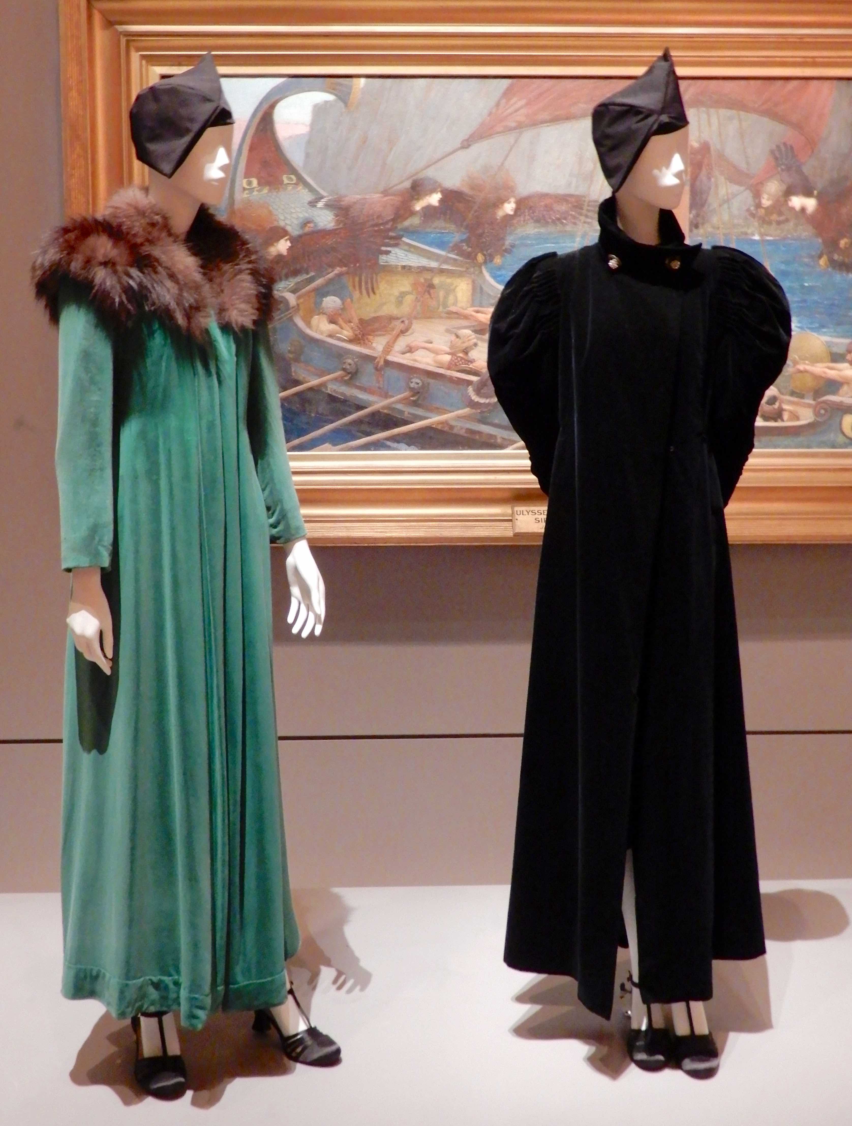 16.(L-R)Schiaparelli, evening coat 1932; Lucien Lelong, coat 1935