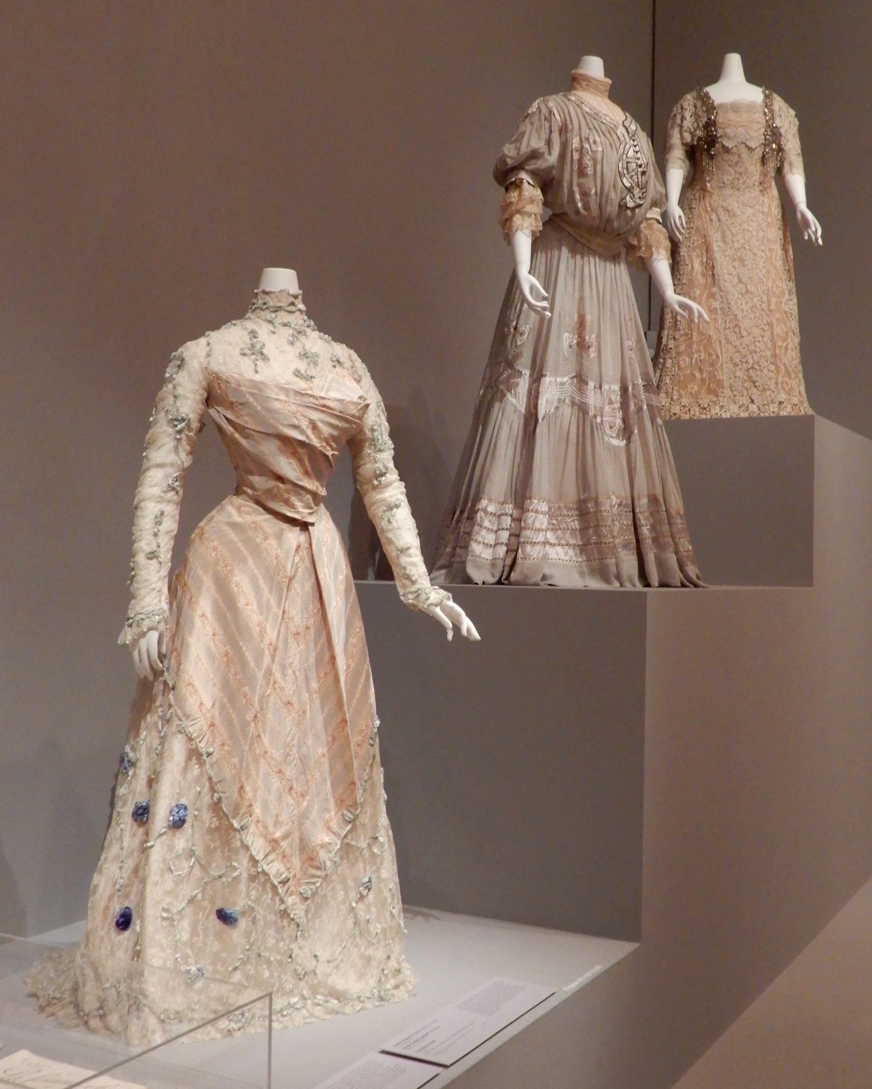 2.(L-R) Callot Souers, afternoon dress 1900; Callot Soeurs, afternoon dress 1905; Callot Soeurs, evening dress 1910