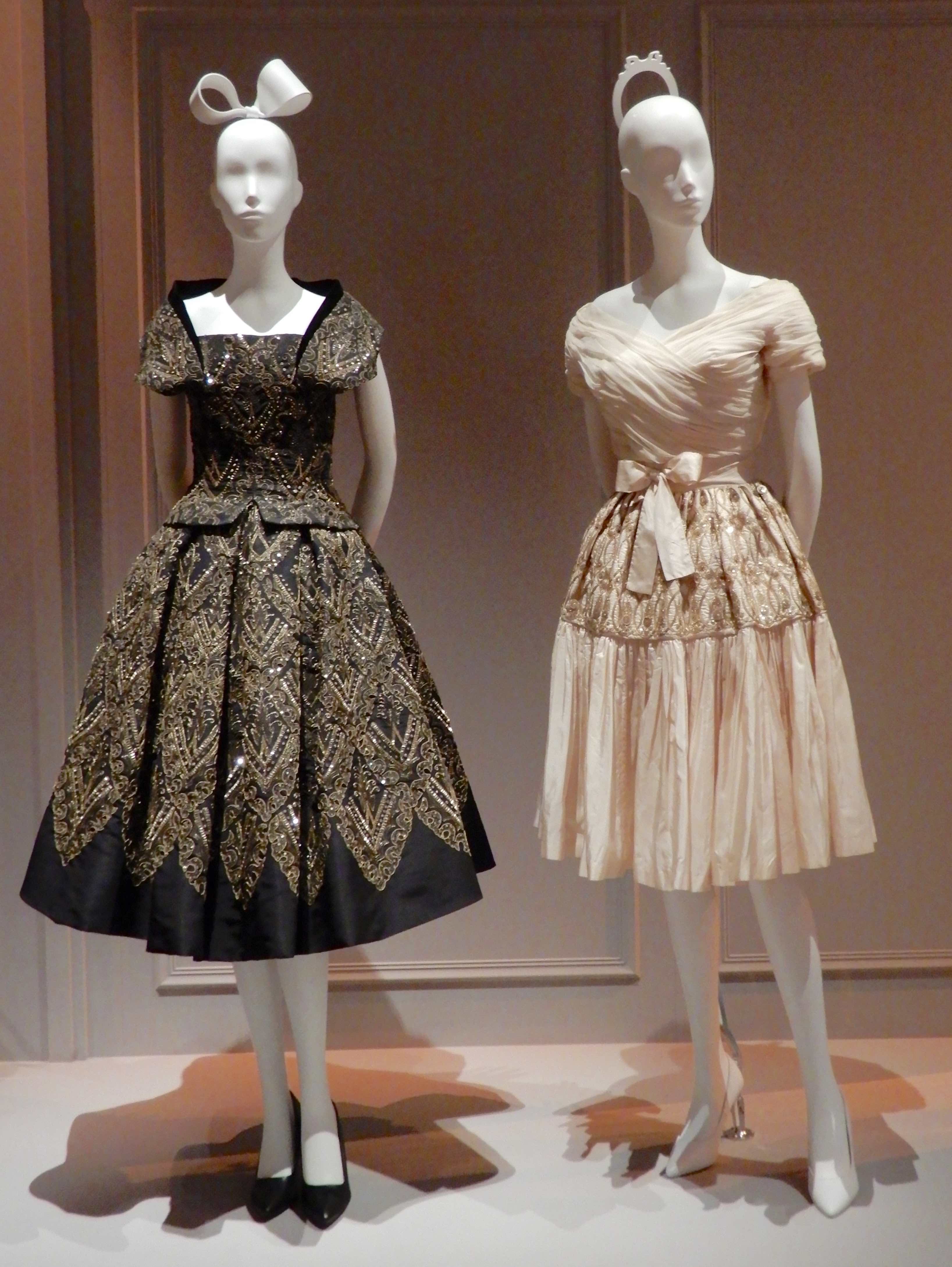 57.(L-R)Christian Dior, Mexico cocktail dress 1954; Lanvin, cocktail dress 1955